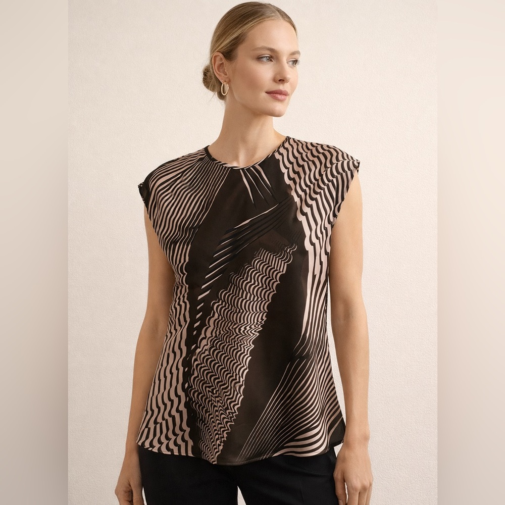 “Express” Black and Cream Patterned Blouse
